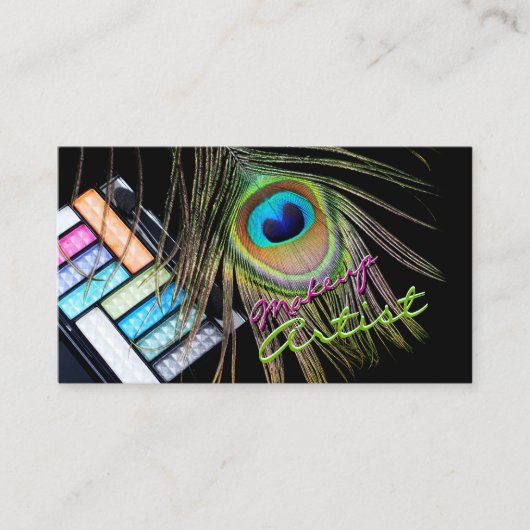 孔雀の羽のメーキャップアーティストの名刺 名刺 (正面)