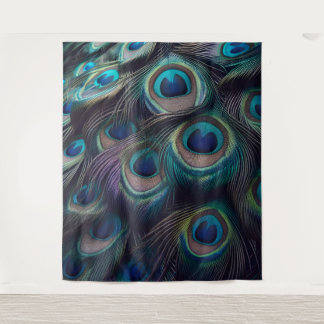 孔雀の羽のモチーフクローズアップ タペストリー