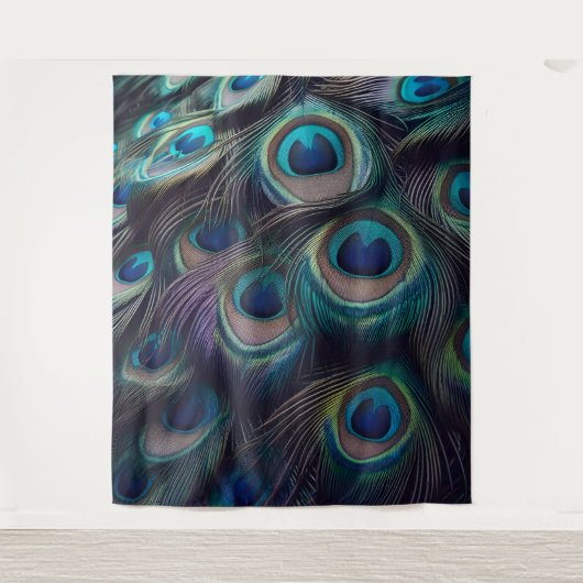 孔雀の羽のモチーフクローズアップ タペストリー (正面)