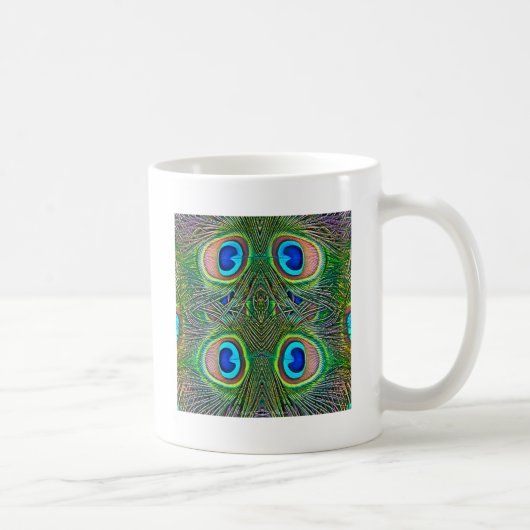 孔雀の羽の万華鏡プリント コーヒーマグカップ (右)