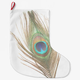 孔雀の羽の両面 ラージクリスマスストッキング