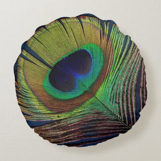 孔雀の羽の丸い枕ホームデッキ ラウンドクッション (裏面)