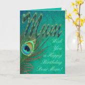 孔雀の羽の乱交するアート母誕生日カード カード (黄色い花)