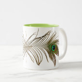 孔雀の羽の二重のマグ ツートーンマグカップ (正面右)