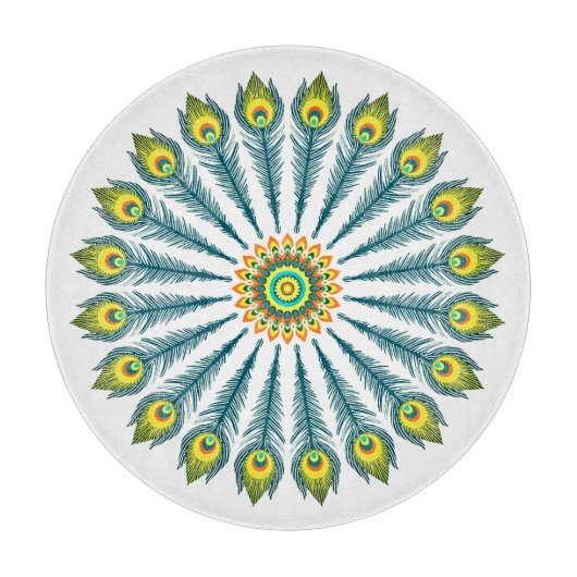 孔雀の羽の円 カッティングボード (正面)