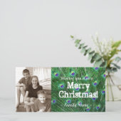 孔雀の羽の写真のクリスマスカード シーズンカード (スタンド正面)