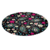 孔雀の羽の刺繍シームレスなパターン カッティングボード (角)