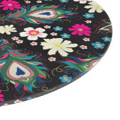 孔雀の羽の刺繍シームレスなパターン カッティングボード (角)