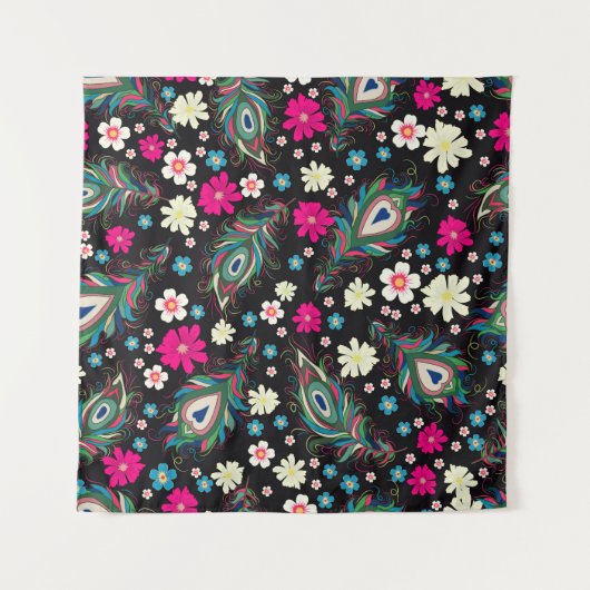 孔雀の羽の刺繍シームレスなパターン タペストリー (正面)