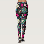 孔雀の羽の刺繍シームレスなパターン レギンス (裏面)