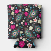 孔雀の羽の刺繍シームレスなパターン 缶クーラー (裏面)