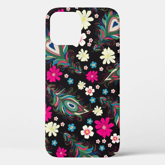 孔雀の羽の刺繍シームレスなパターン Case-Mate iPhoneケース (裏面)