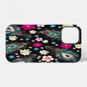 孔雀の羽の刺繍 シームレス パターン iPhoneケース (裏面横)