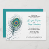 孔雀の羽の婚約パーティ 招待状 (正面/裏面)