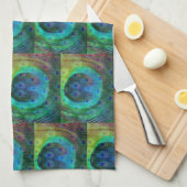 孔雀の羽の幾何学的なプリント キッチンタオル (四つ折り)