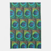 孔雀の羽の幾何学的なプリント キッチンタオル (縦)