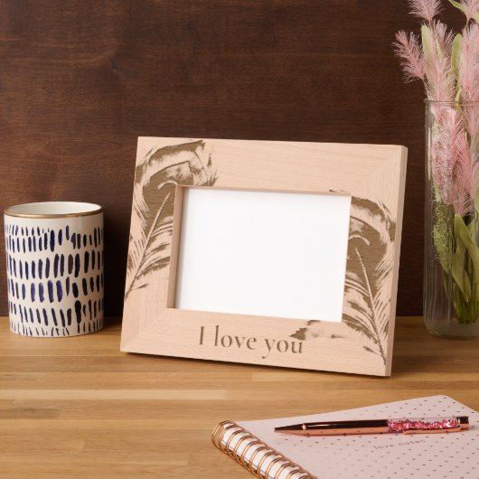 孔雀の羽の愛 レーザー彫刻フレーム (左)