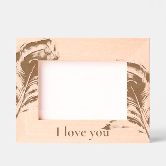 孔雀の羽の愛 レーザー彫刻フレーム (正面)