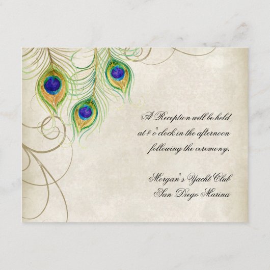 孔雀の羽の披露宴招待状 エンクロージャーカード (裏面)