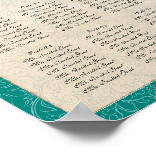 孔雀の羽の披露宴表の座席表 ポスター (角)