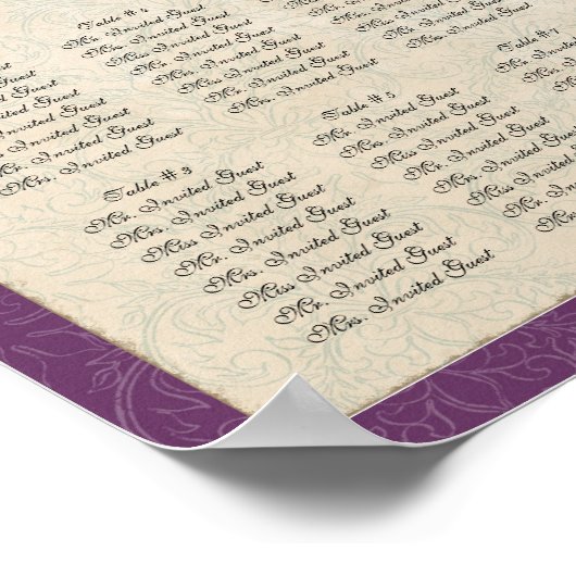 孔雀の羽の披露宴表の座席表 ポスター (角)