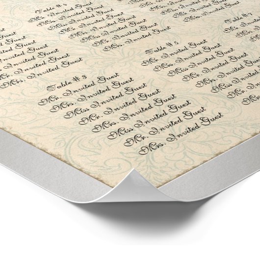 孔雀の羽の披露宴表の座席表 ポスター (角)