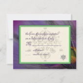 孔雀の羽の招待状/サイケデリックカラー 出欠カード (裏面)