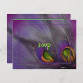 孔雀の羽の招待状/サイケデリックカラー 出欠カード (正面/裏面)