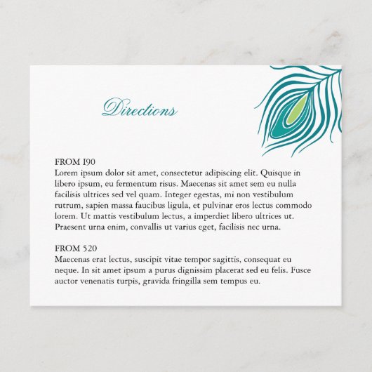 孔雀の羽の挿入物 エンクロージャーカード (正面)