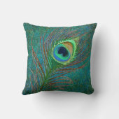 孔雀の羽の星パターン枕 クッション (裏面)