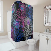 孔雀の羽の暗い:ゴージャスなヴィンテージデザイン シャワーカーテン (インサイチュ)