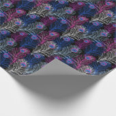 孔雀の羽の暗い:ゴージャスなヴィンテージデザイン ラッピングペーパー (角)