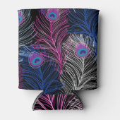 孔雀の羽の暗い：ゴージャスなヴィンテージデザイン 缶クーラー (正面)