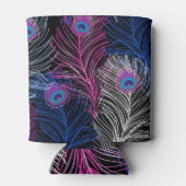 孔雀の羽の暗い：ゴージャスなヴィンテージデザイン 缶クーラー (裏面)