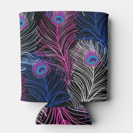 孔雀の羽の暗い：ゴージャスなヴィンテージデザイン 缶クーラー (裏面)