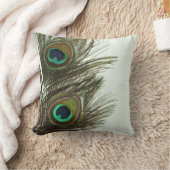 孔雀の羽の枕 クッション (ブランケット)