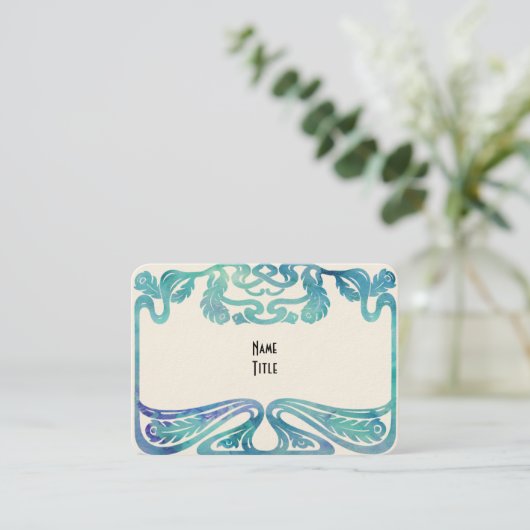 孔雀の羽の枠 名刺 (スタンド正面)