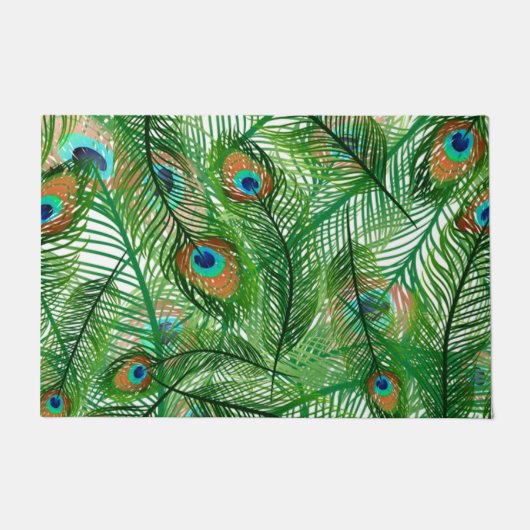 孔雀の羽の模様 ドアマット (正面)