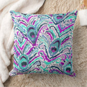 孔雀の羽の水彩画のBohoの種族の枕 クッション (ブランケット)