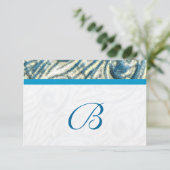 孔雀の羽の渦巻きウェディングRSVP 出欠カード (スタンド正面)