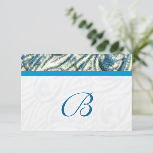 孔雀の羽の渦巻きウェディングRSVP 出欠カード (スタンド正面)