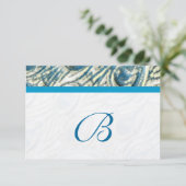 孔雀の羽の渦巻きウェディングRSVP 出欠カード (スタンド正面)