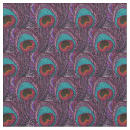 孔雀の羽の生地-ティール（緑がかった色）の青い紫色の黒 ファブリック