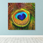 孔雀の羽の目の愛 キャンバスプリント (インサイチュ (ウッドフロア))