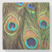 孔雀の羽の石コースター ストーンコースター (正面)