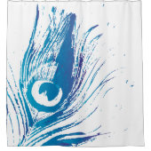 孔雀の羽の紫色の青い（ばちゃばちゃ）跳ねる シャワーカーテン (正面)