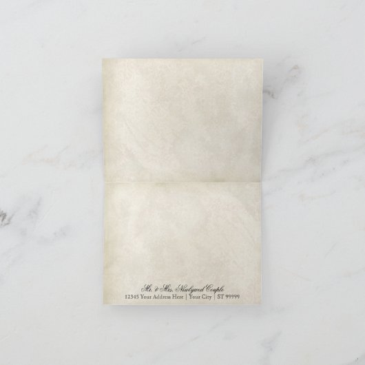 孔雀の羽の結婚はメッセージカード感謝していしています サンキューカード (内部)