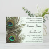 孔雀の羽の結婚式招待状 招待状 (スタンド正面)