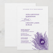 孔雀の羽の結婚式招待状 招待状 (正面/裏面)