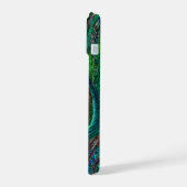 孔雀の羽の背景 レディ・トゥー iPhone 15ケース (左側面)
